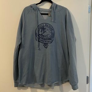 Blue Hooded V-Neck Sweatshirt in size 2XL
